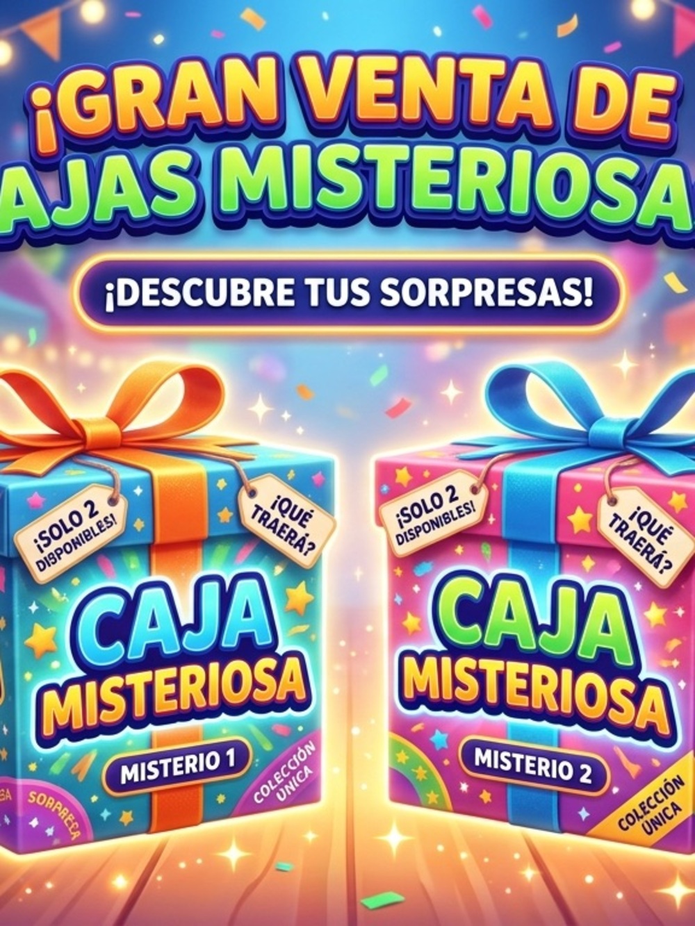 Caja Misteriosa sorpresa colorida - par de cajas festivas